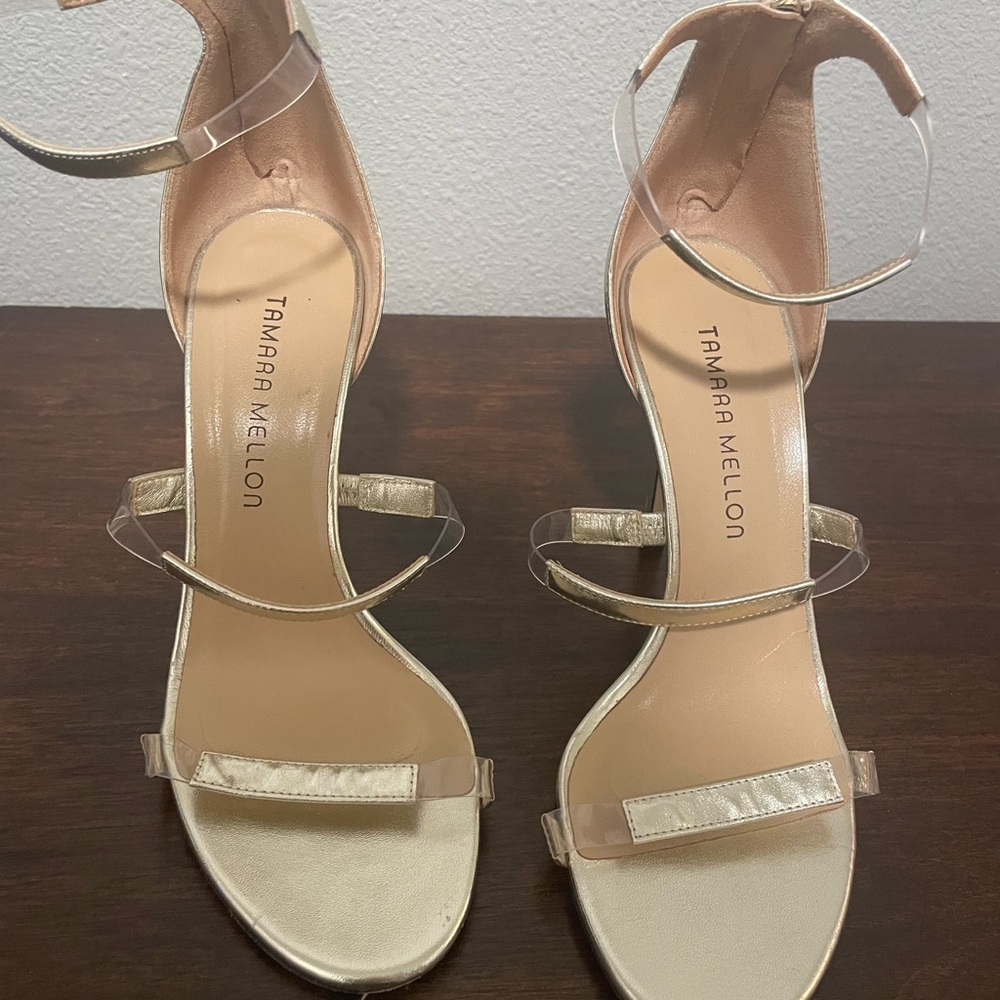 Tamara Mellon Gold Strappy Heels